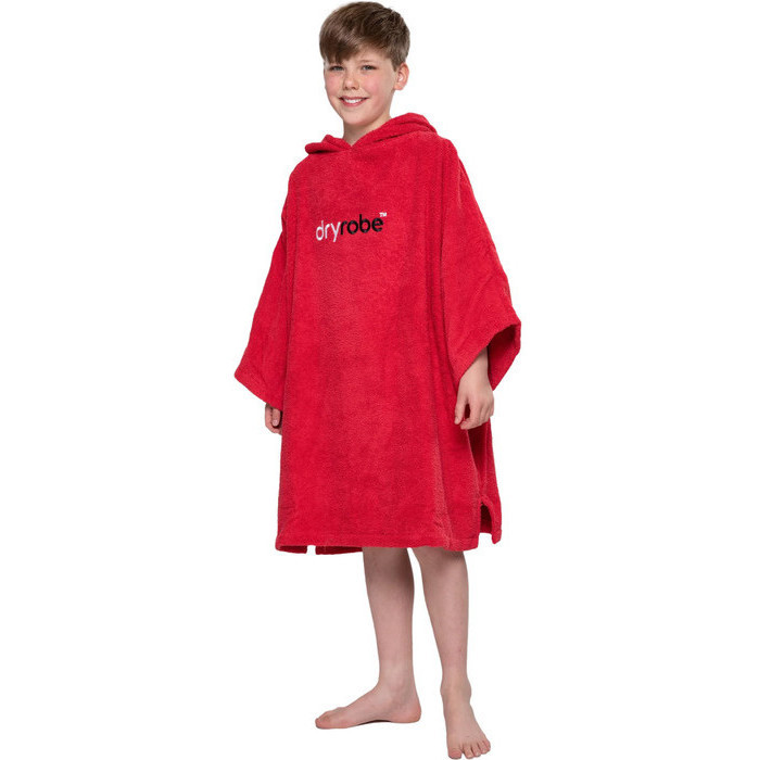 2024 Dryrobe Junior Organic Cotton Hooded Towel Change Robe V3 V3OCT - Red